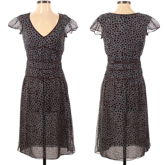 Vintage y2k Kenneth Cole Silk Dress Milkmaid Brown Mod Millennium Size 2 - Picture 1 of 12
